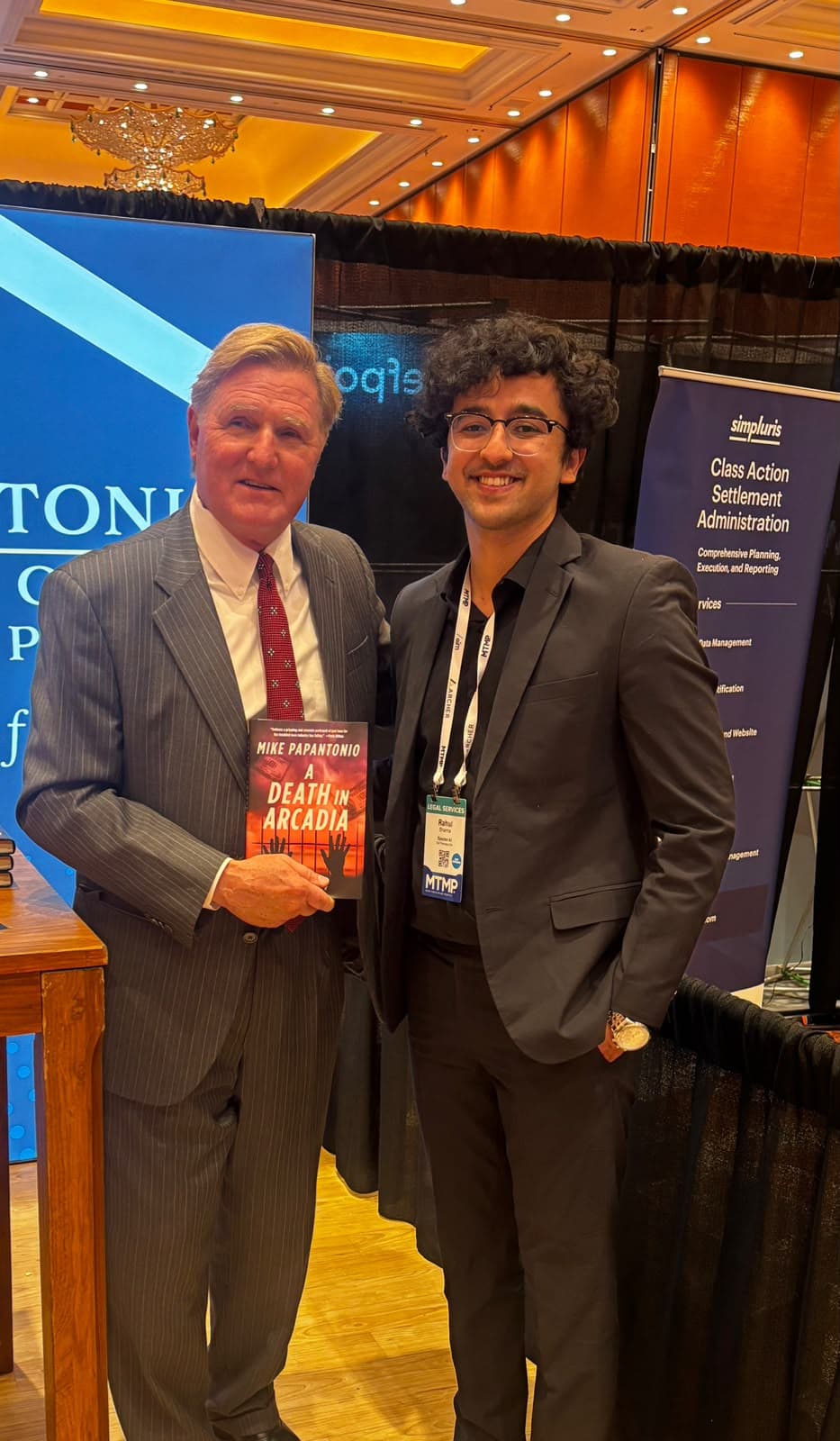 Rahul Sharma with Mike Papantonio of Levin Papantonio Rafferty at Mass Torts Made Perfect